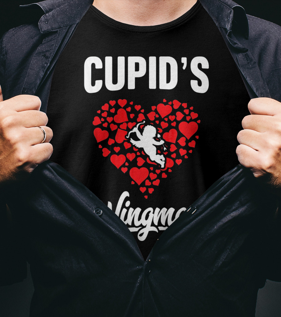 Cupid's Wingman Funny Kids Valentines Day Heart And Cherub T-Shirt