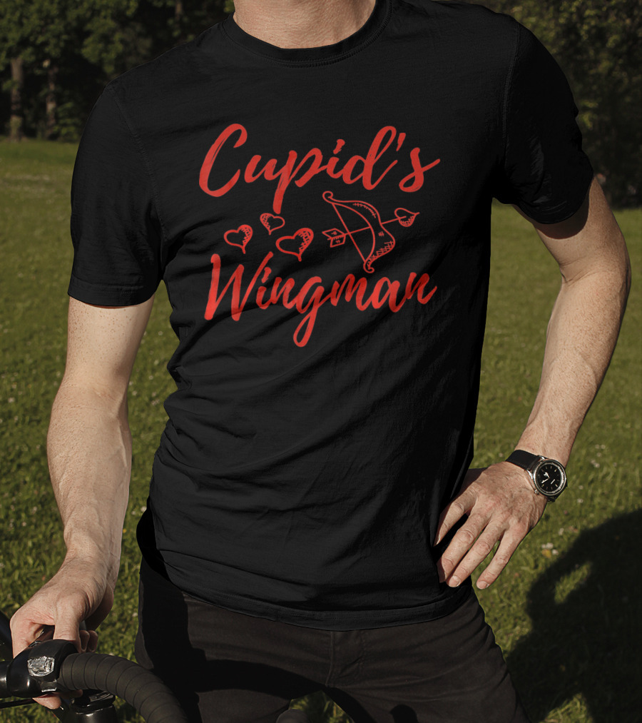 Cupid's Wingman Funny Valentine's Day Bow Hearts T-Shirt