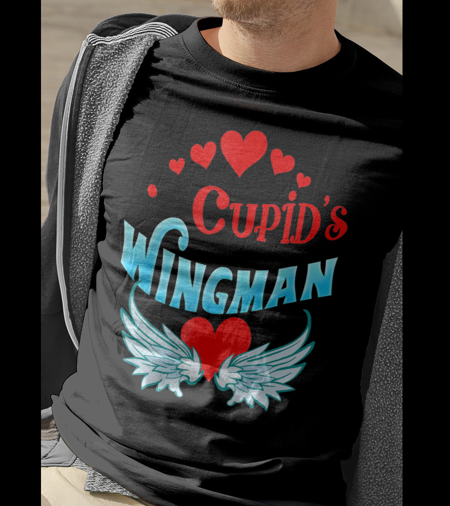 Cupid's Wingman Valentine's Hearts And Wings T-Shirt