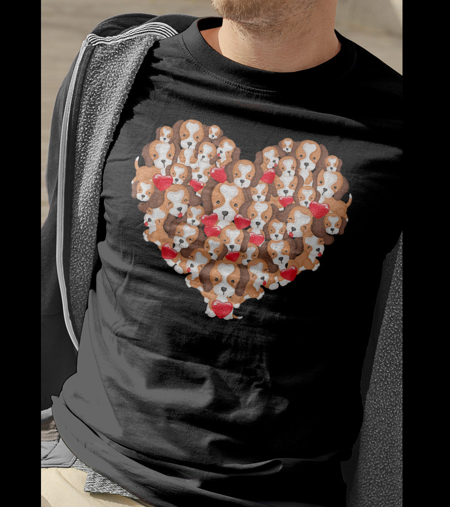Beagle Puppies In Heart Shape For Valentine's Day T-Shirt