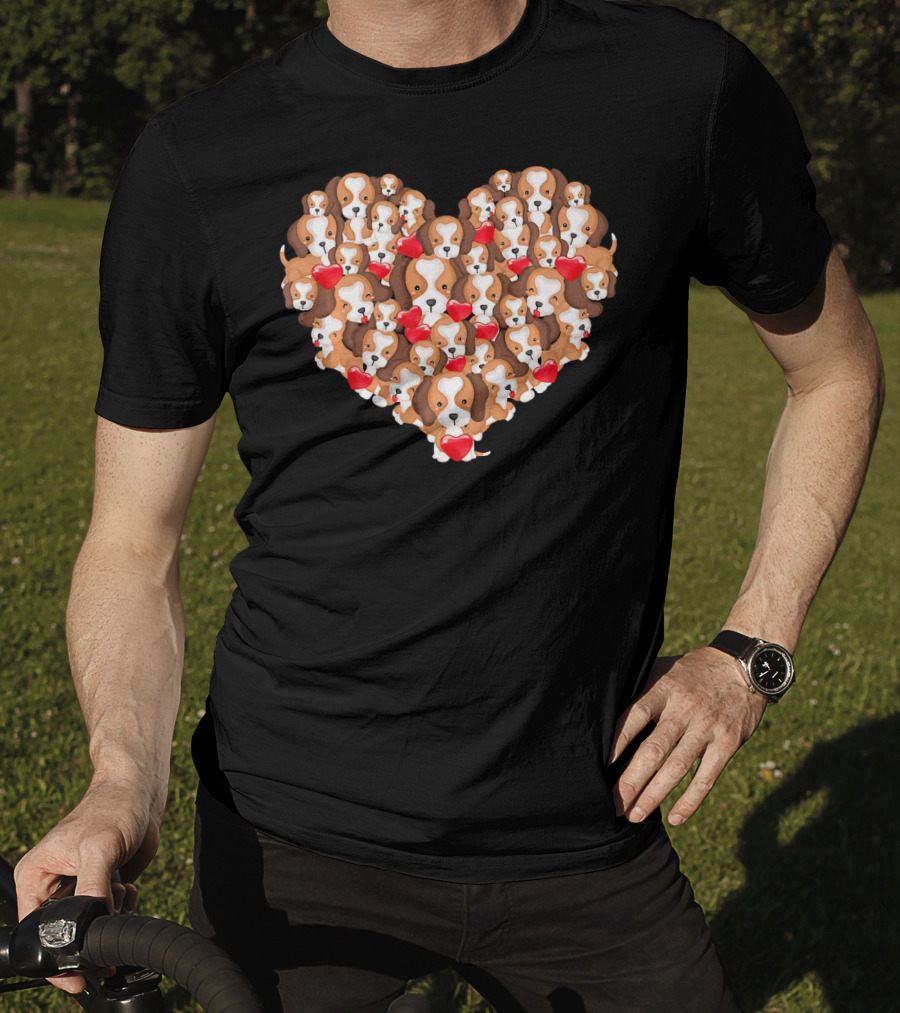 Beagle Puppies In Heart Shape For Valentine's Day T-Shirt
