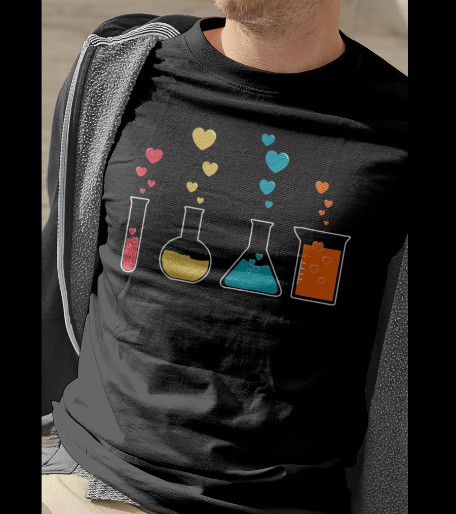 Chemistry Beaker Hearts Science Valentines T-Shirt