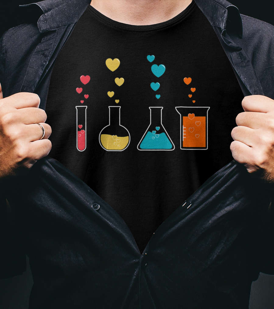 Chemistry Beaker Hearts Science Valentines T-Shirt