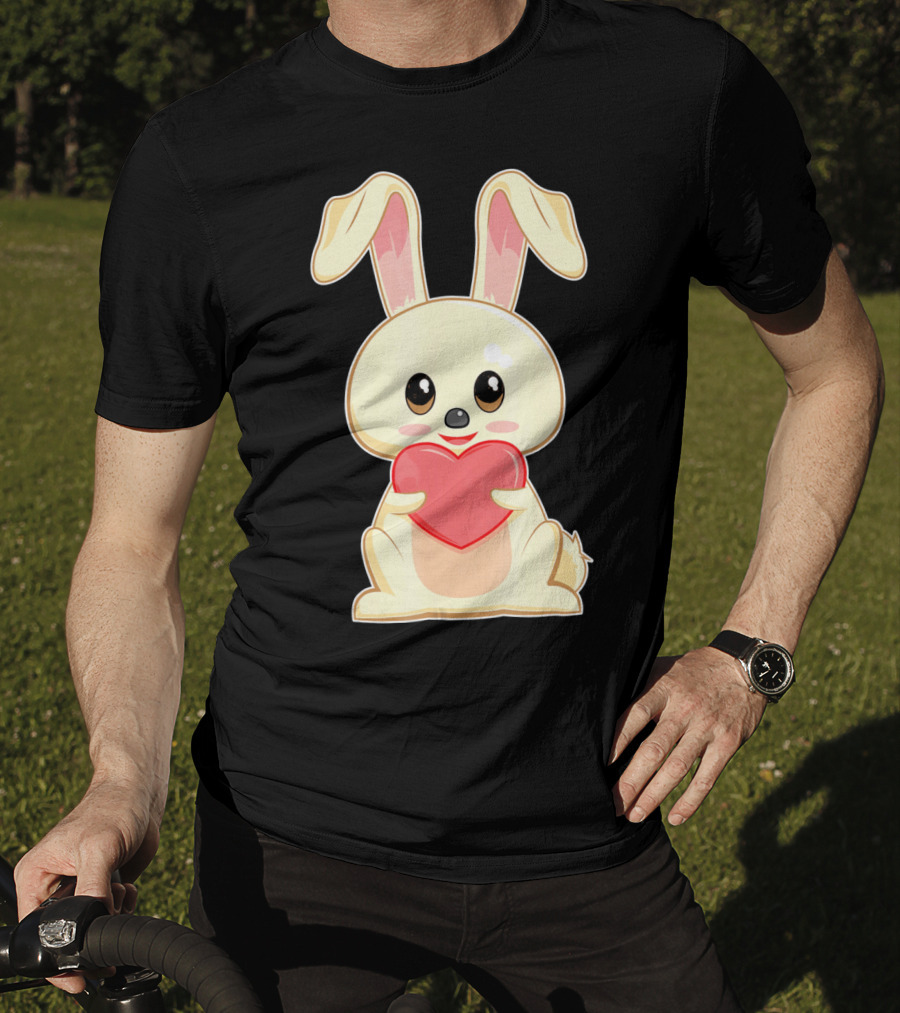 Chibi Bunny Holding Heart Valentines Cute T-Shirt
