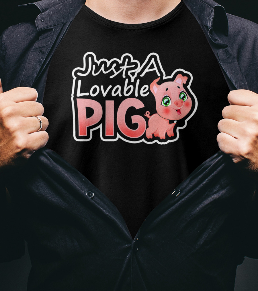 Just A Lovable Pig Cute Couple Valentines Day T-Shirt