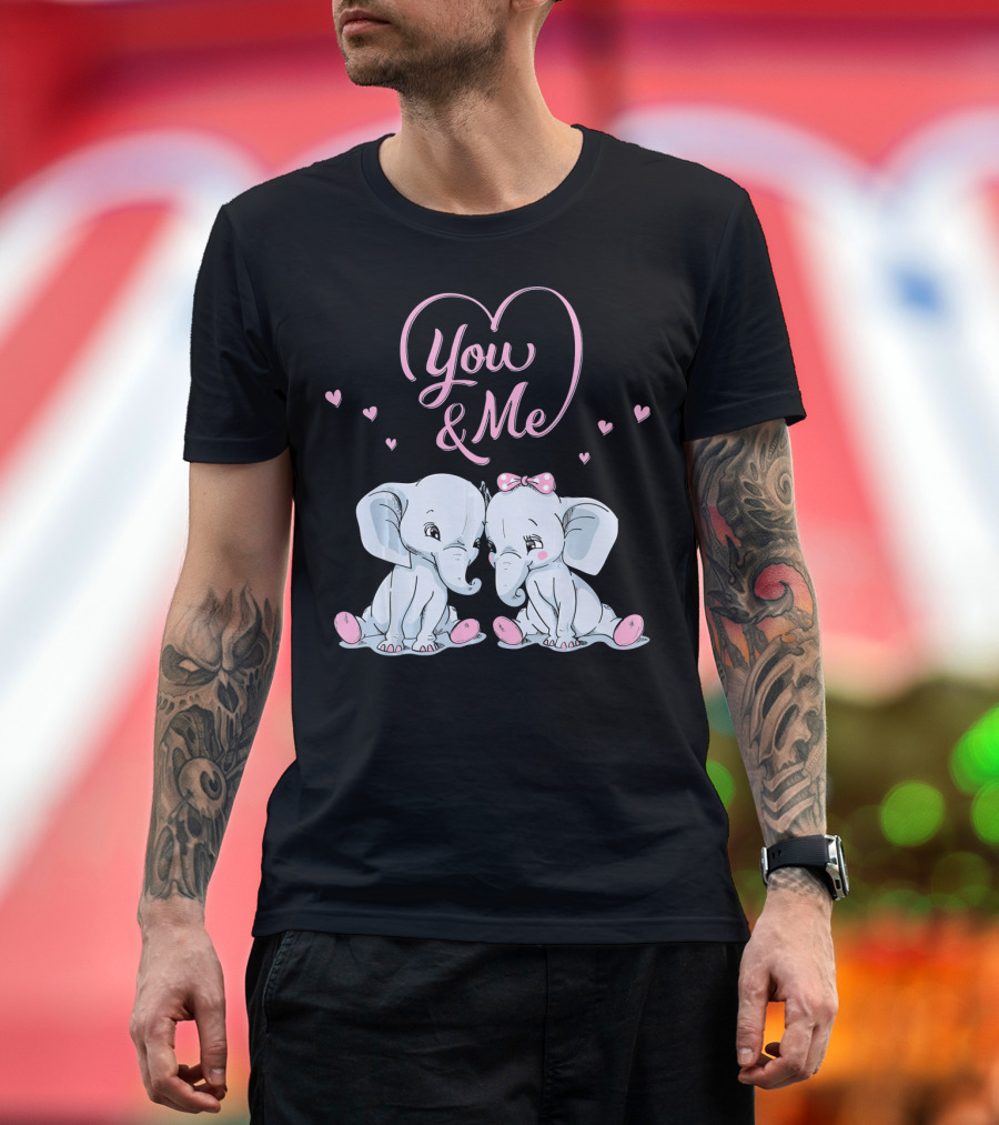 You And Me Cute Couple Elephants In Love Valentines T-Shirt