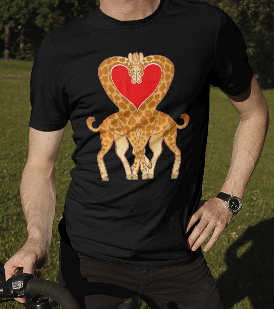 Cute Heart Giraffe Funny Valentine T-Shirt