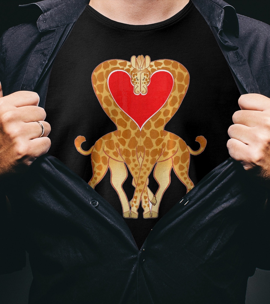 Cute Heart Giraffe Funny Valentine T-Shirt