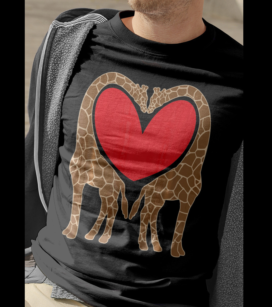 Cute Giraffe Heart Shape Valentine Fun T-Shirt