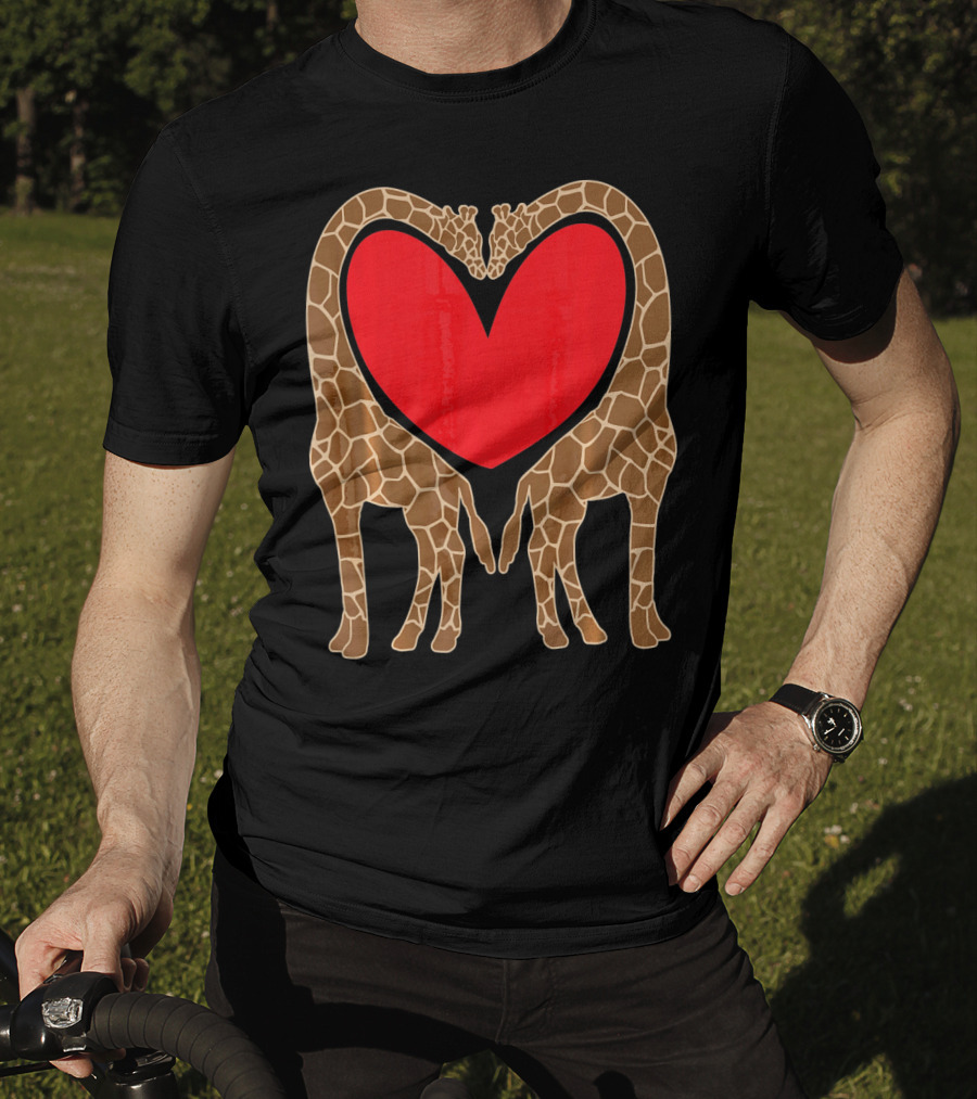 Cute Giraffe Heart Shape Valentine Fun T-Shirt