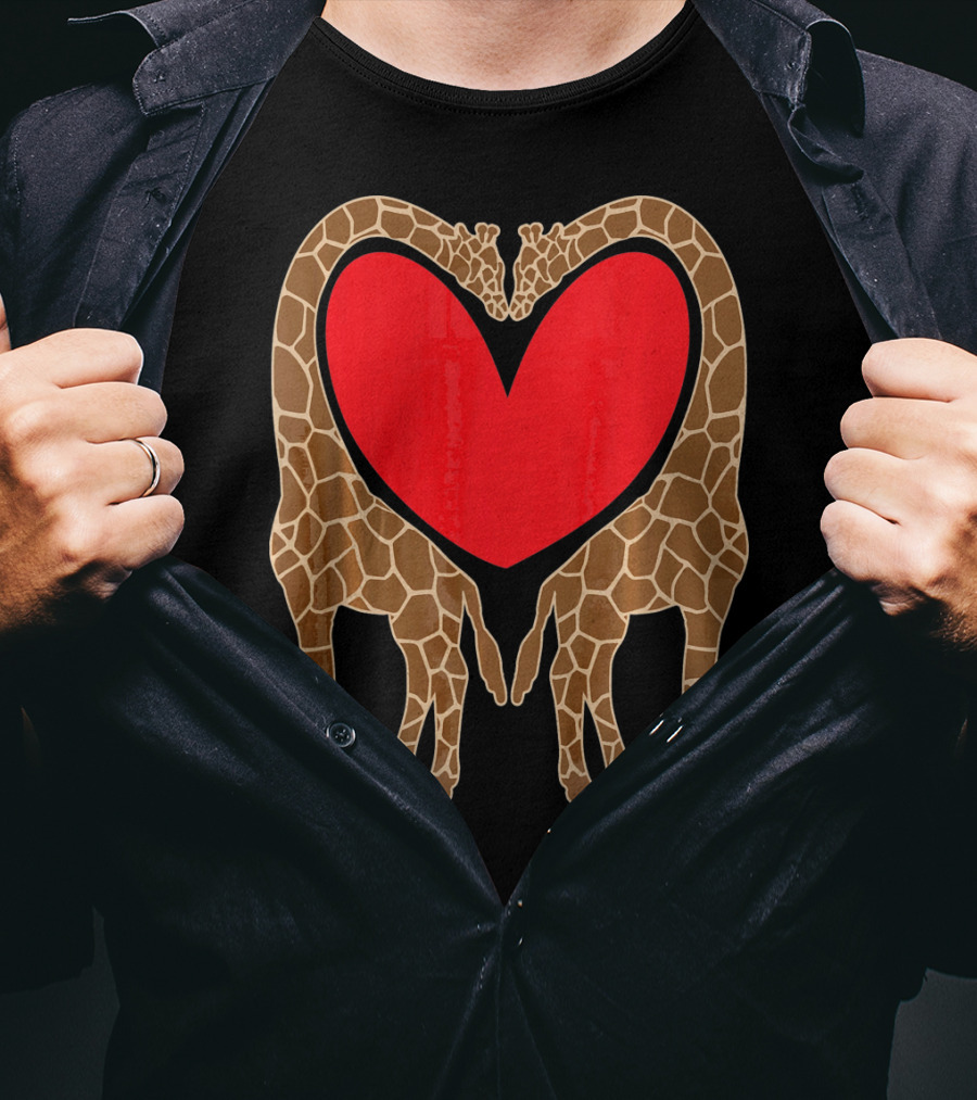 Cute Giraffe Heart Shape Valentine Fun T-Shirt