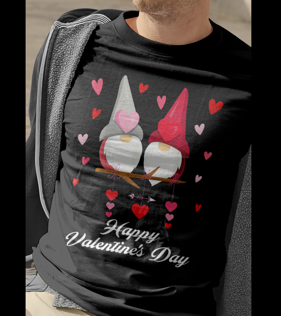 Happy Valentine's Day Cute Gnomes Hearts T-Shirt