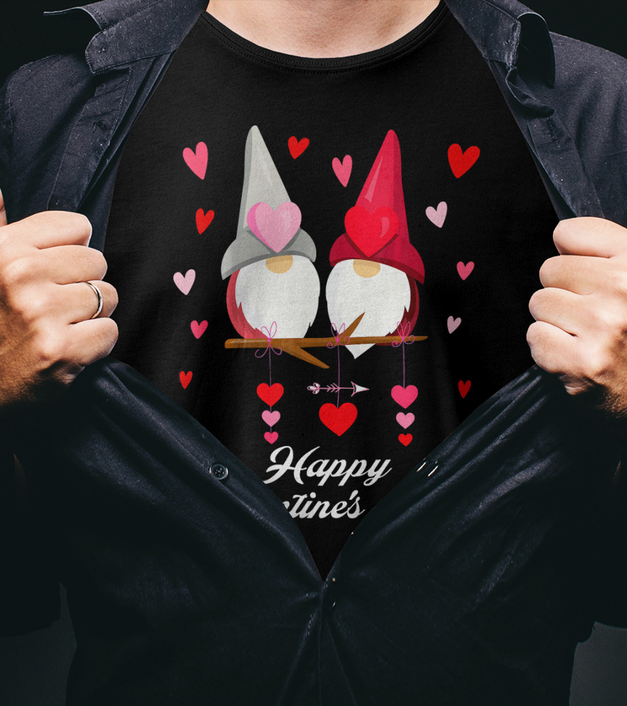 Happy Valentine's Day Cute Gnomes Hearts T-Shirt
