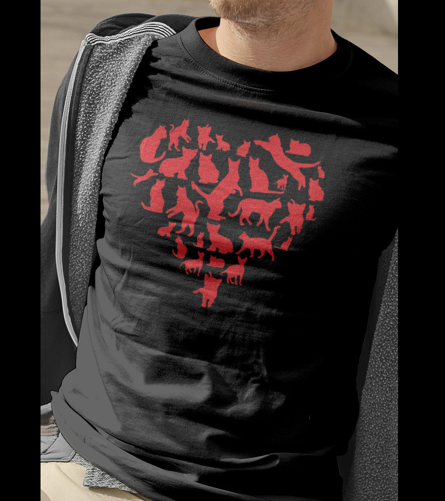 Cute Kids Valentines Day Cat Heart T-Shirt
