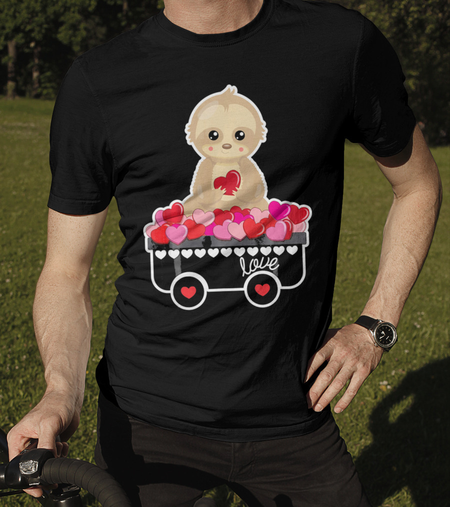 Valentine's Day Love Sloth With Heart Cart T-Shirt