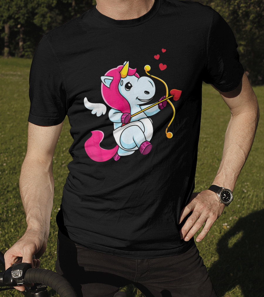 Cupid Unicorn Love Valentines Day Hearts T-Shirt