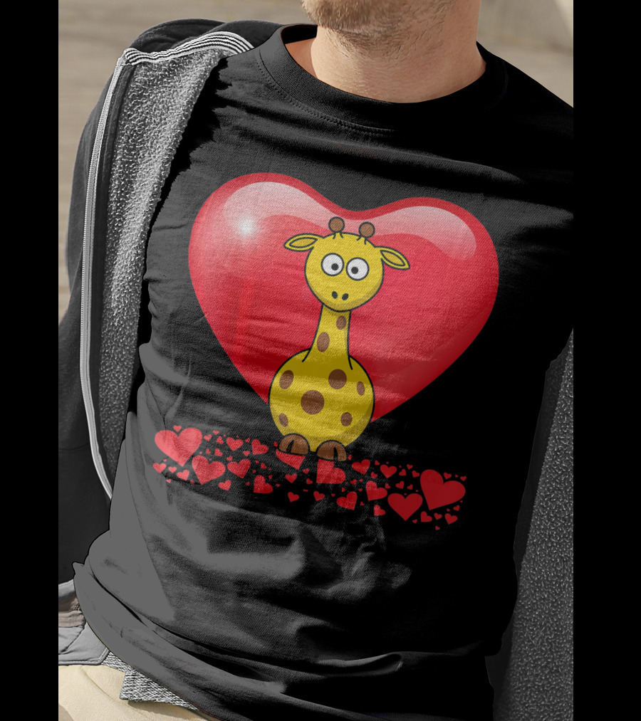 Cute Valentine's Day Heart Giraffe Valentin T-Shirt