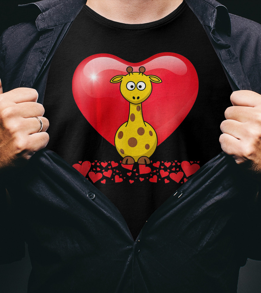 Cute Valentine's Day Heart Giraffe Valentin T-Shirt