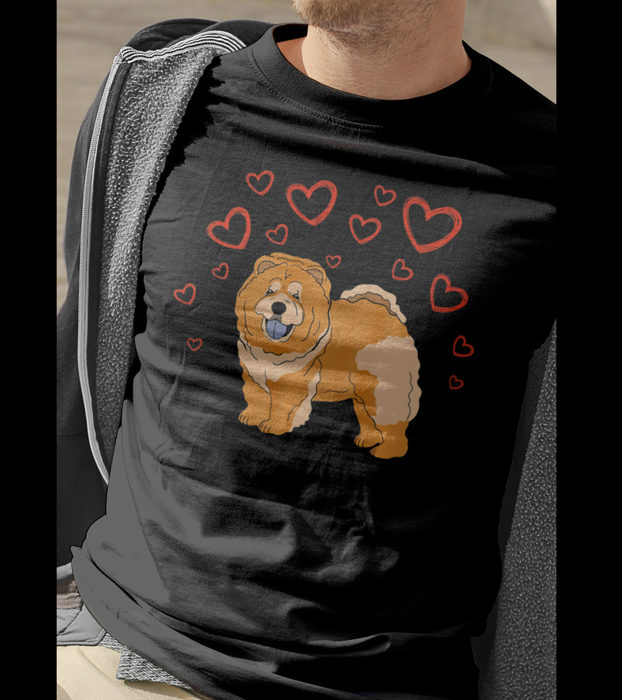 Chow Chow Surrounded By Hearts Valentine Love T-Shirt