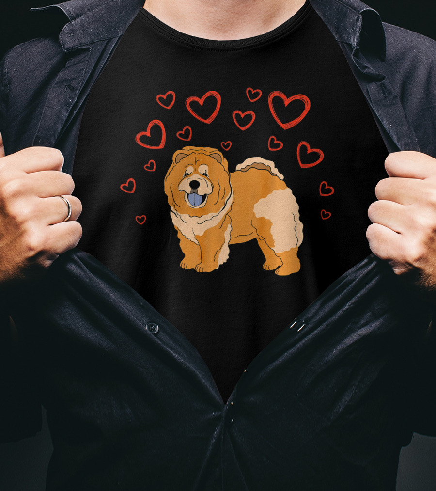 Chow Chow Surrounded By Hearts Valentine Love T-Shirt