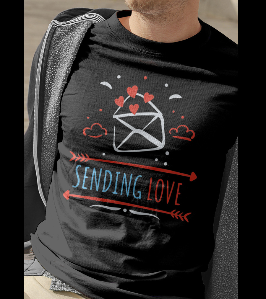 Sending Love Valentines Day Hearts Envelope T-Shirt