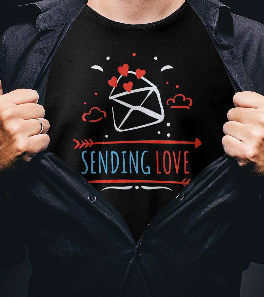 Sending Love Valentines Day Hearts Envelope T-Shirt