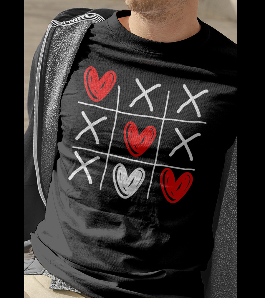 Cute Hearts Tic Tac Toe Valentines Day T-Shirt