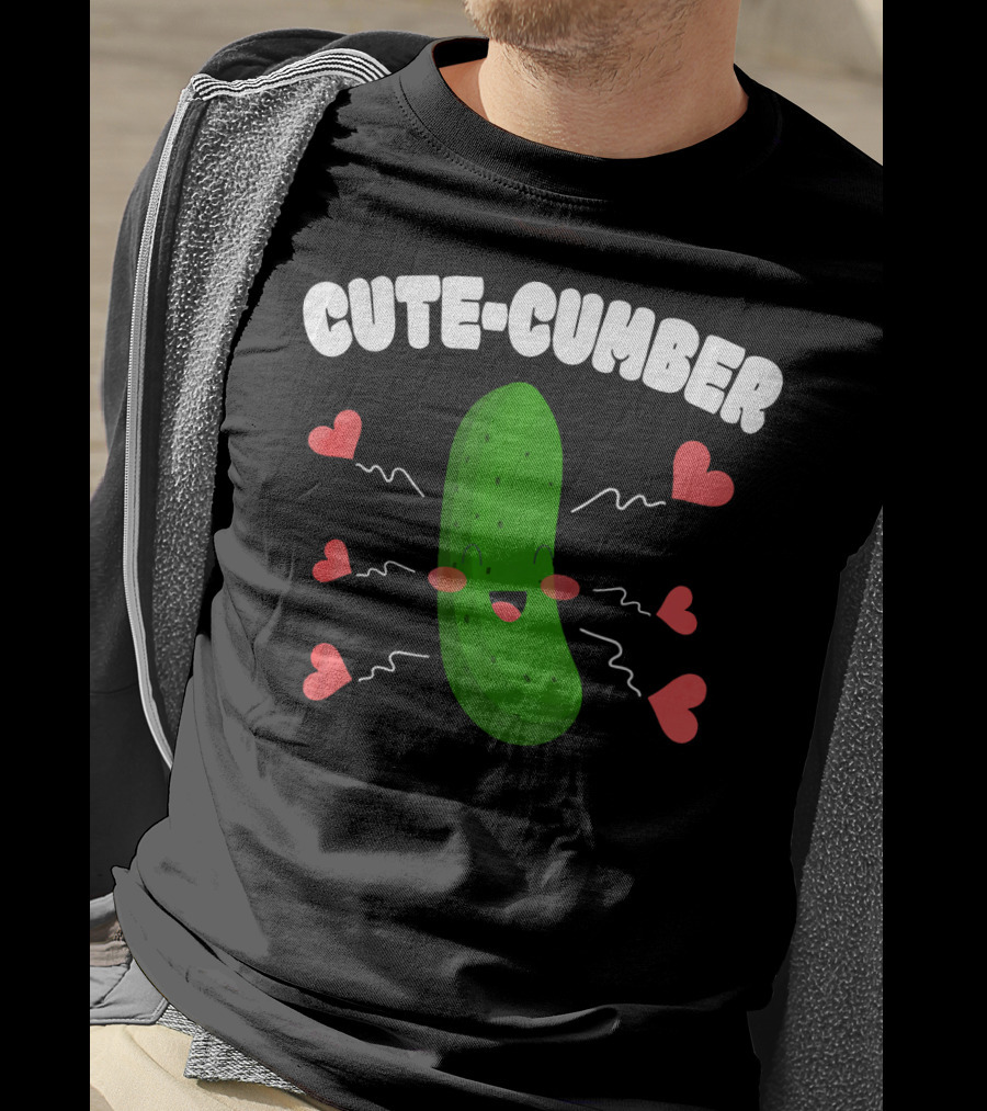 Cutecumber Funny Valentines Day Cucumber Hearts And Smiles T-Shirt