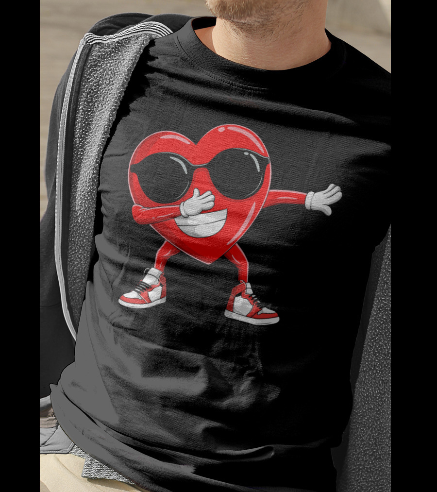 Dabbing Heart With Sunglasses Valentine's Day Cute T-Shirt
