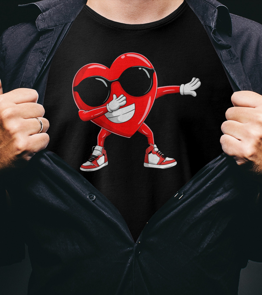 Dabbing Heart With Sunglasses Valentine's Day Cute T-Shirt