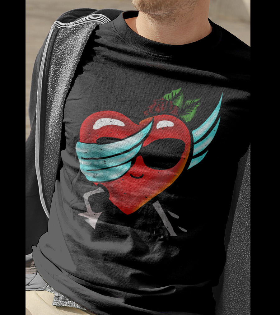 Playful Dabbing Heart With Wings Funny Valentines Day T-Shirt