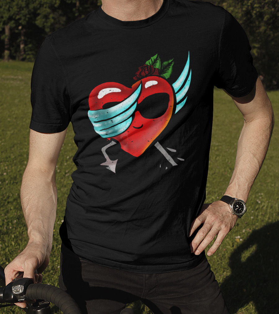 Playful Dabbing Heart With Wings Funny Valentines Day T-Shirt