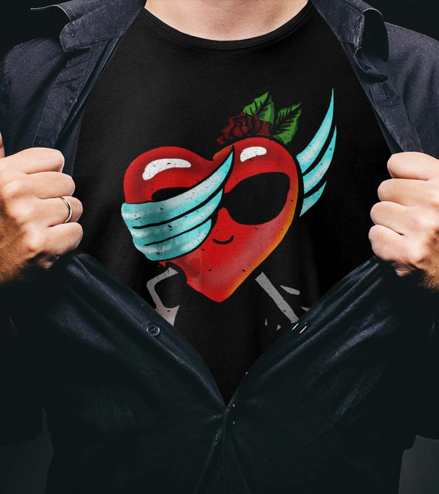Playful Dabbing Heart With Wings Funny Valentines Day T-Shirt