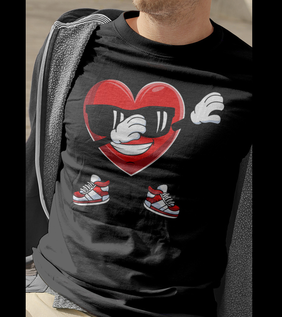Dabbing Heart With Sunglasses Sneaker Dance T-Shirt
