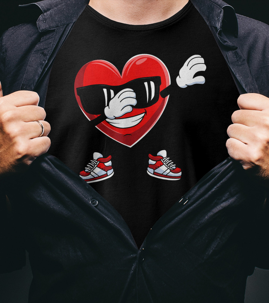 Dabbing Heart With Sunglasses Sneaker Dance T-Shirt