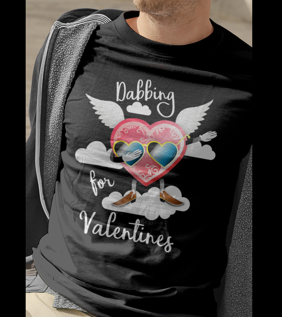 Dabbing Heart With Wings And Clouds For Valentines Kids Day T-Shirt