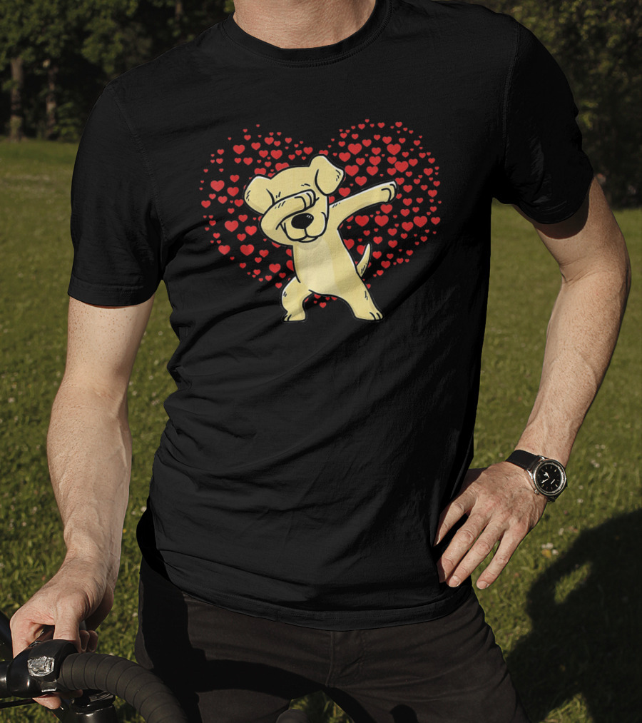 Dabbing Labrador Retriever Dog With Heart Of Valentine T-Shirt