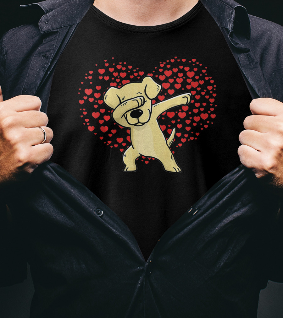 Dabbing Labrador Retriever Dog With Heart Of Valentine T-Shirt
