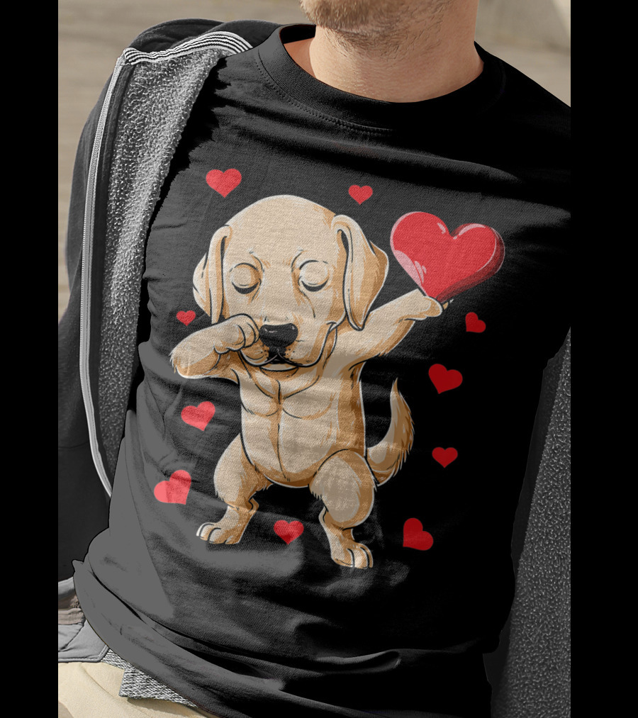 Dabbing Labrador Valentine's Day Heart Dance T-Shirt