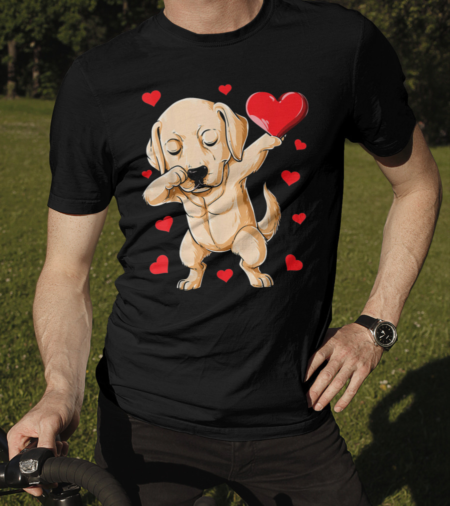 Dabbing Labrador Valentine's Day Heart Dance T-Shirt