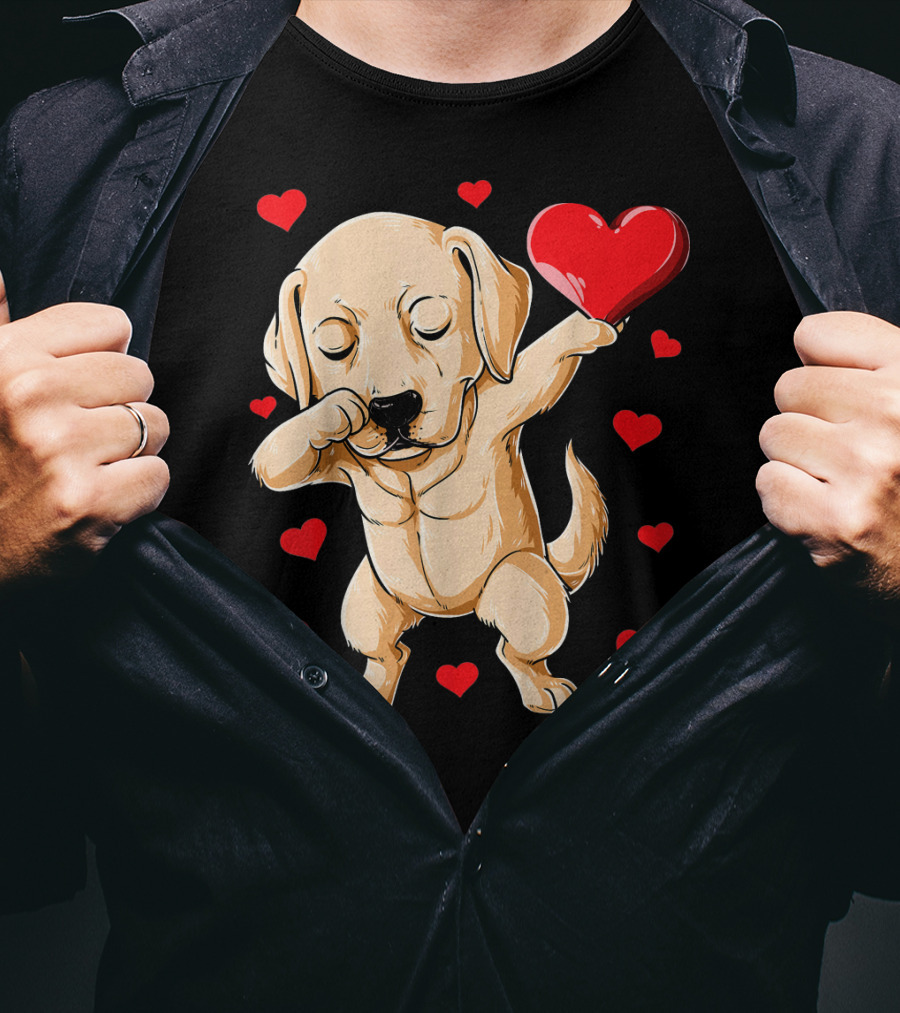 Dabbing Labrador Valentine's Day Heart Dance T-Shirt