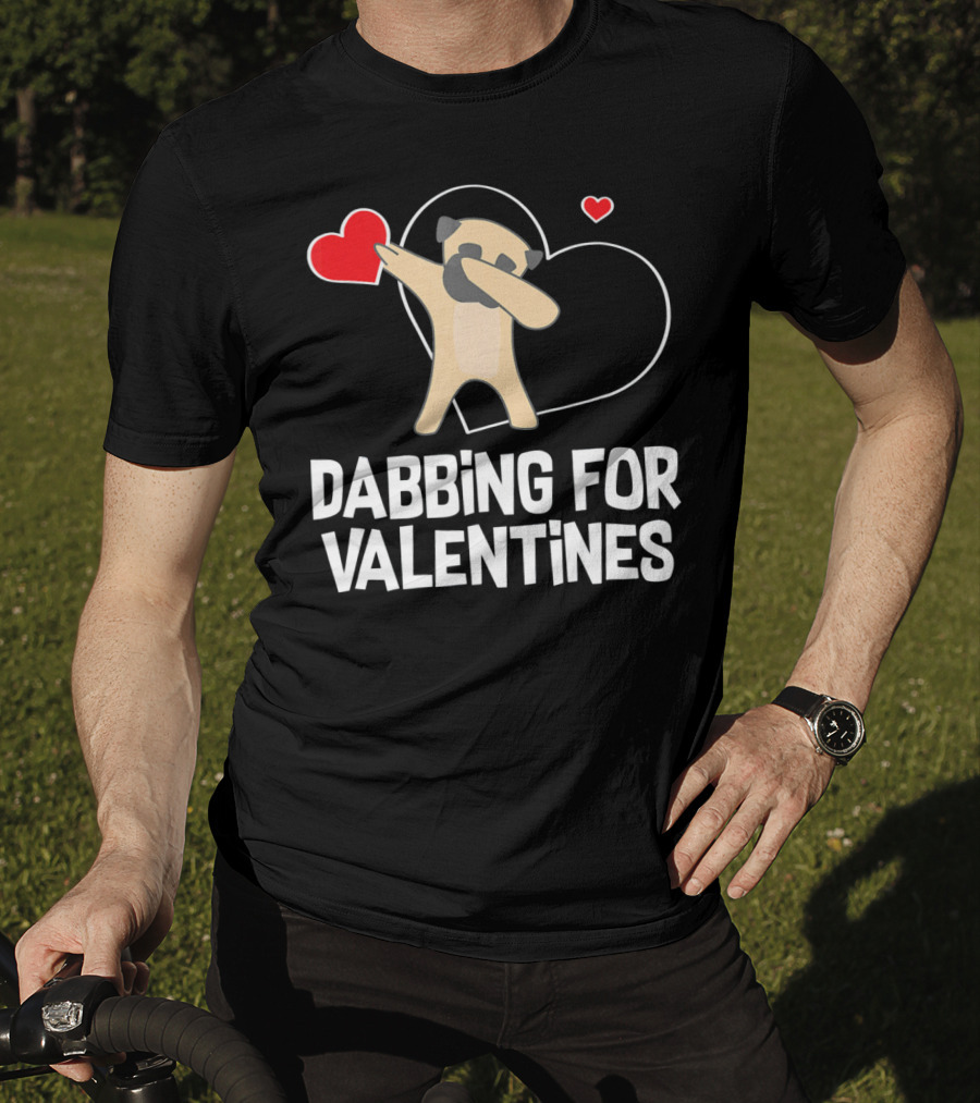 Dabbing Pug For Valentines Hearts Cute T-Shirt