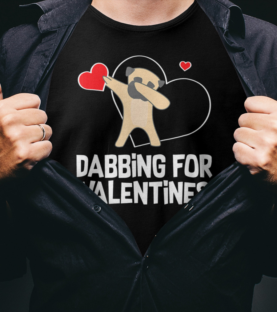 Dabbing Pug For Valentines Hearts Cute T-Shirt