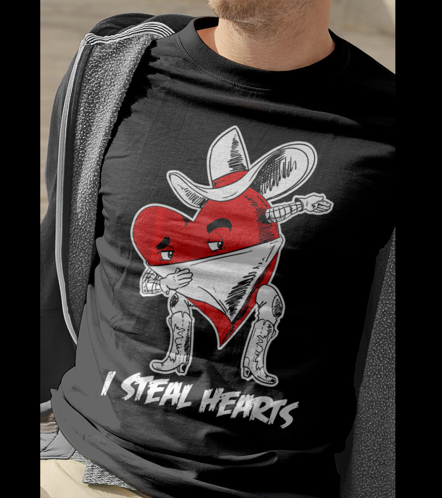 Dabbing Cowboy Heart I Steal Hearts Valentine's Vintage T-Shirt