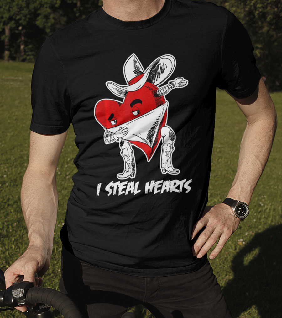 Dabbing Cowboy Heart I Steal Hearts Valentine's Vintage T-Shirt