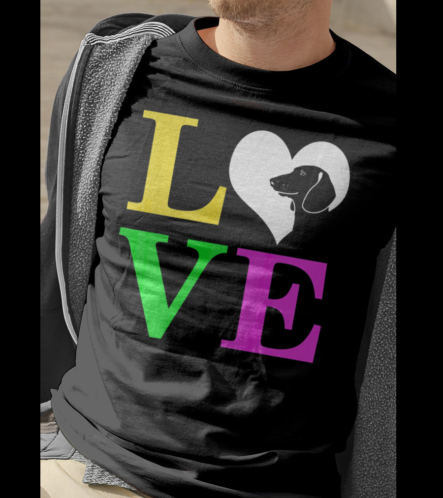 LOVE Dachshund Dog Heart Valentines T-Shirt