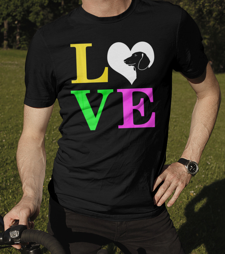 LOVE Dachshund Dog Heart Valentines T-Shirt