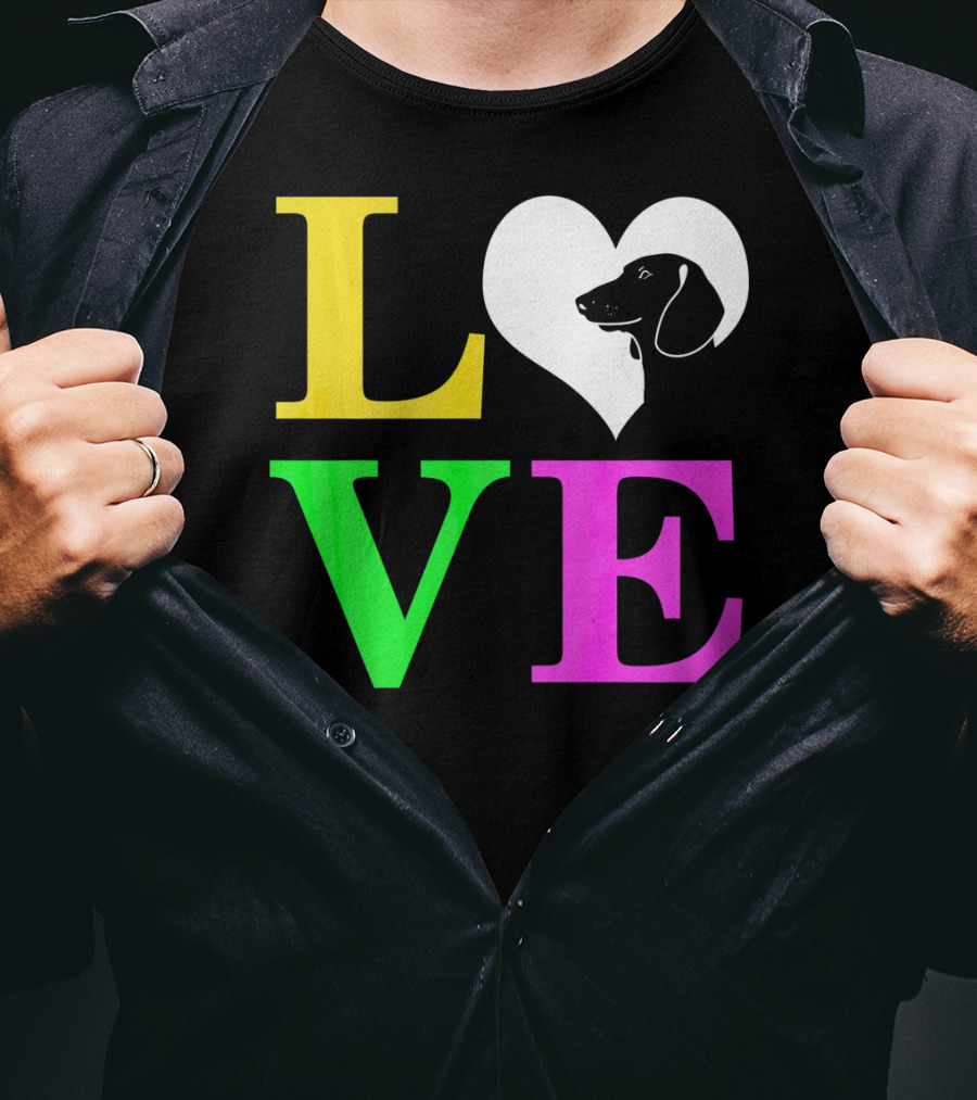 LOVE Dachshund Dog Heart Valentines T-Shirt