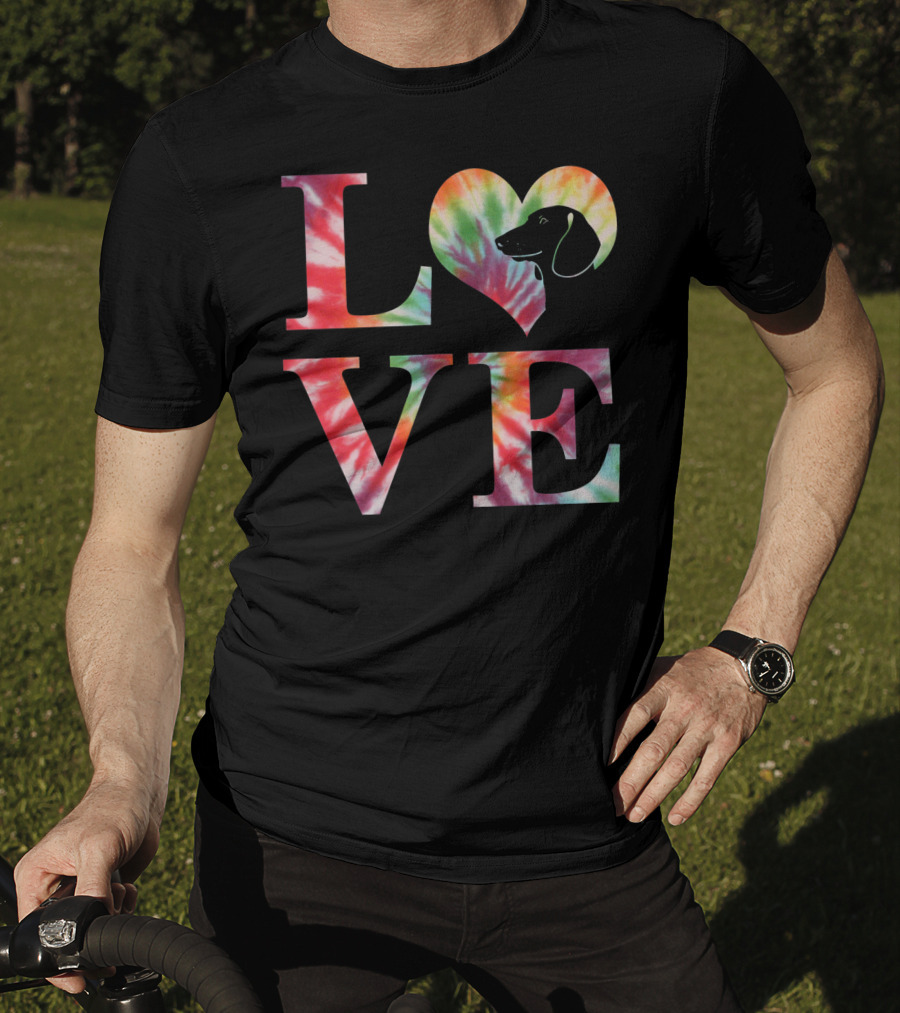 Dachshund Dog Love Tie Dye Valentines T-Shirt