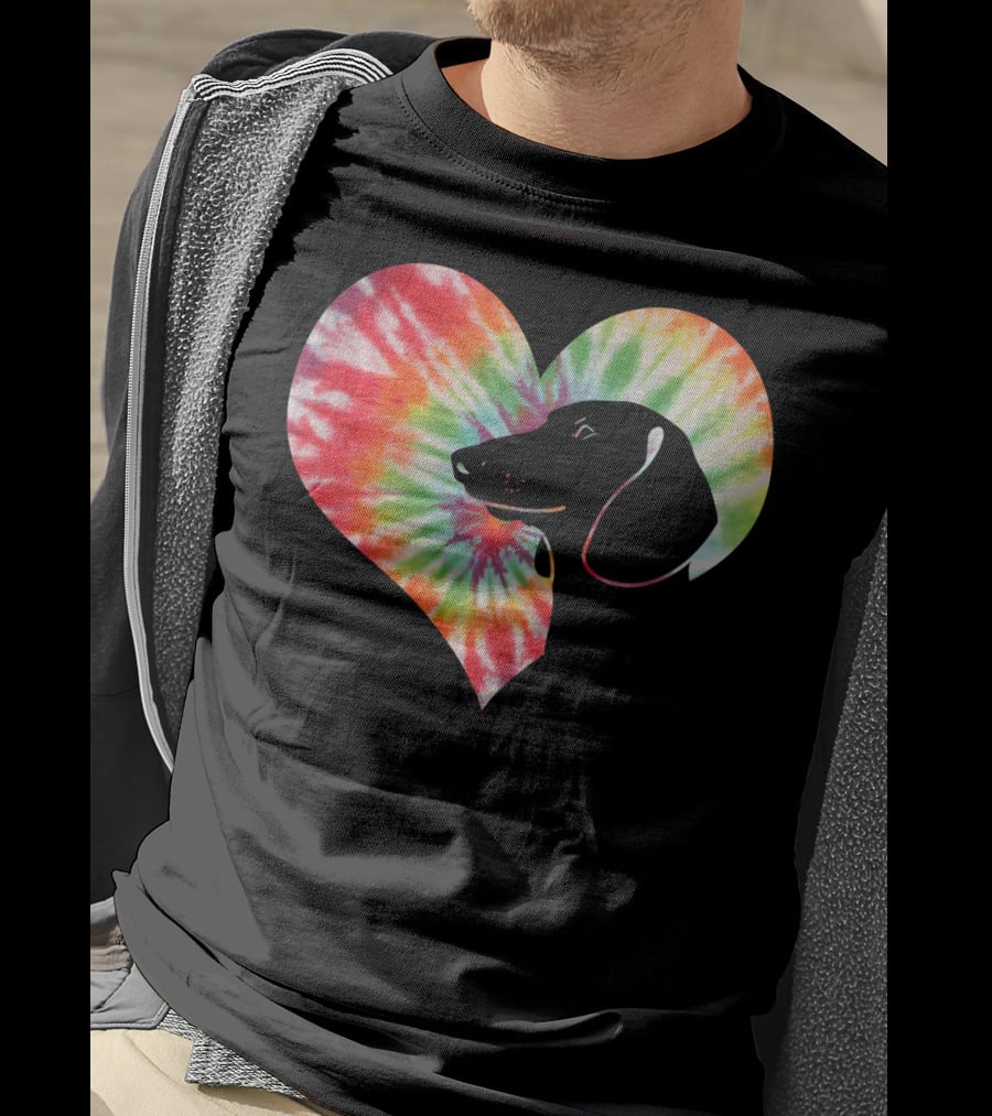 Dachshund Dog Heart Tie Dye Valentines T-Shirt